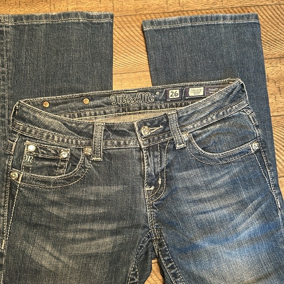 Miss Me Jeans Size 26 Bootcut Jeans JP6080B Embellished Rose - Picture 3 of 6